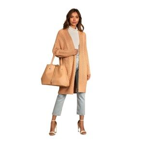 NWT Lulu’s Peach Cable Knit Cardigan Sweater Medium